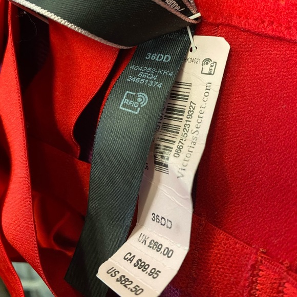 Victoria’s Secret Red Unlined Strappy Banded Demi Bra 36DD - Picture 8 of 12